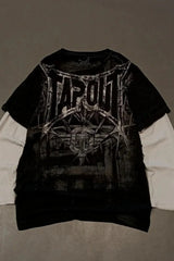Gothic Scarlet Mystery Texture Layered T-shirt