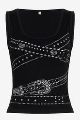 Y2K Rivet Belt Print Camis