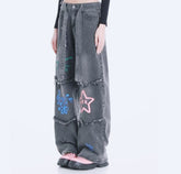 High Waist Gothic Tassels Denim Pant