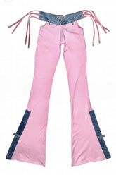 Y2K Baddie Color Block Slim Flare Denim Pants