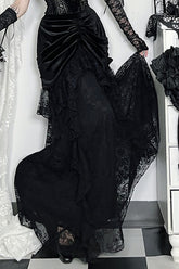 Velvet Lace Gothic Midi Skirt