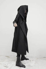Gothic Punk Hooded Lace-up Trench Coat