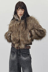 Double Faced Plush Patchwork Coat