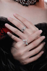 Gothic Rose Cross Sword Heart Ring