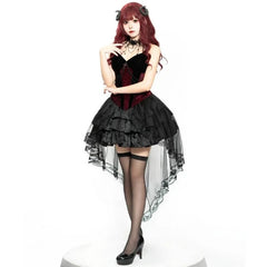 Gothic Tailcoat Suspender Midi Dress