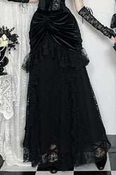 Elegant Black Gothic Gown Skirt