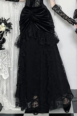 Elegant Black Gothic Gown Skirt