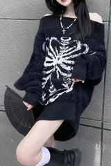Goth Skull Print Harajuku Pullover Sweater