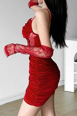 Dark Velvet Ruched Corset Mini Dress