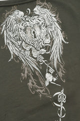 Y2K Wing Graphic Off-Shoulder T-Shirt