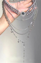 Vintage Multi-layer Stacked Gem Metal Necklace