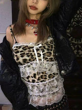 Y2K Spicy Girl Lace Patchwork Leopard Cami