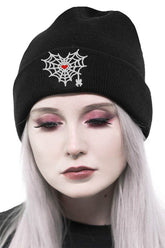 Gothic Spider Web Heart Knit Hat