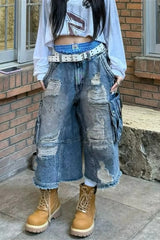 Y2K Baggy Machete Denim Shorts