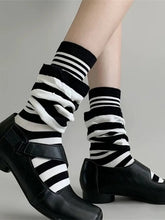 Y2K Double Layer Spliced Striped Middle Socks