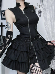 Zipper Grunge Alternative Streetwear Mini Dress