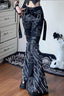 Retro Dragon Patchwork Flared Floor-Length Denim Pants