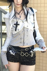 Y2K Subcultural Hooded Knit Top