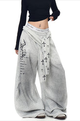 Punk Gradient Cross Fleece Wide Pants