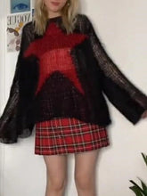 Y2K Pentagram Hollow Out Crochet Long Sleeve Sweater