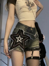 Star Print Denim Shorts