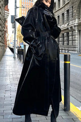 Cool Black Shiny Trench Coat