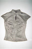 Oriental Stand Collar Letter Printed Frog Button T-shirt