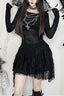 Cross Lace Print Hooded Mini Dress