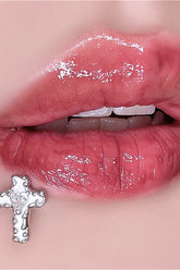 Titanium Steel Cross Dark Lip Stud
