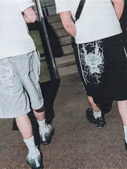 Vintage Y2K Dragon Embroidery Sporty Shorts