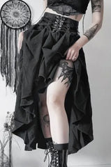 Punk Grunge Metal Buckle Bandage Skirt