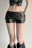 Low Waist Punk Rivet Belt Leather Shorts