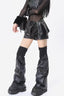 Black PU Flared Patch Pockets Socks