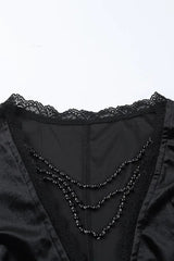 Goth Dark Lace Velvet Batwing Sleeve Maxi Dress