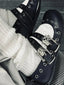 Gothic Punk Style Double Buckle Skull Rivet Flat Ballet Flat