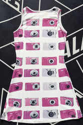 Vintage Camera Print Bodycon Tank Mini Dress