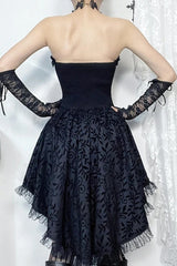 Dark Lace Patchwork High Waist Bandage Corset Gothic Mini Dress