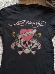 Vintage Skull Rose Print T-shirt