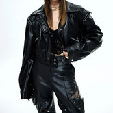 Long Sleeve Faux Leather Jacket