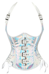 Holographic Halter PU Waist Corset