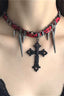 Gothic Leopard Print Studded Cross Necklace