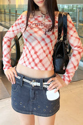 Sheer Mesh Long Sleeve Crop Mesh Top