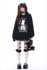 Christmas Bunny Lantern Sleeve Oversized Knit Sweater