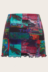 Cyber Pattern Bodycon Mini Skirt