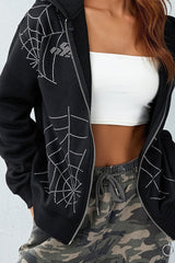 Y2K Spider Rhinestone Hoodie