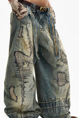 Trendy Hole Patched Denim Pants