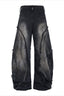 Distressed Panel Barrel Jeans