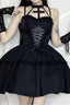 Lace Bandage Cross Halter Backless Gothic Mini Dress