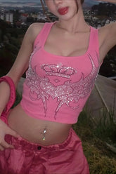Fashion Y2K Pink Sleeveless Crop Top