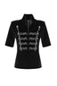 Sheet Music Printed Stand Collar Shoulder Fit T-shirt